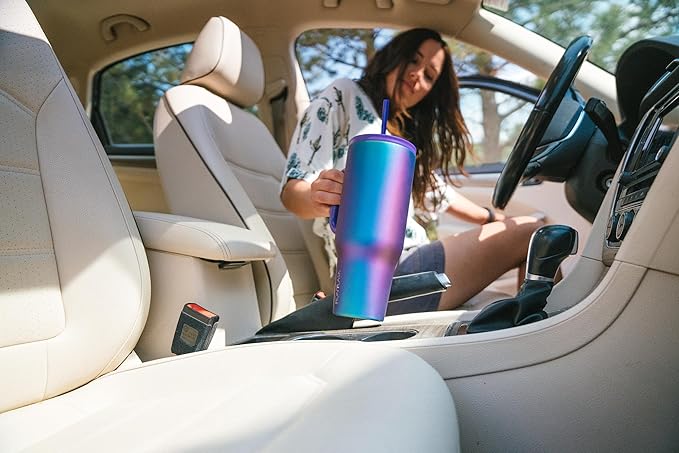 IRON °FLASK Co-Pilot Insulated Mug with Straw & Flip Cap Lids - Cup Holder Bottle for Hot, Cold Drink - Leak-Proof - Water, Coffee Portable Travel Mug - Deep Teal, 40 Oz