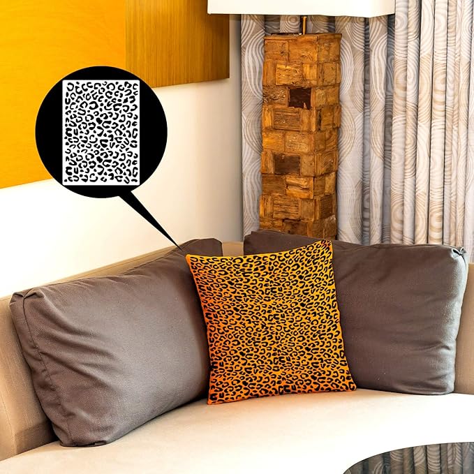 Zonon 4 Pieces Leopard Skin Stencil Reusable Cheetah Paint Stencil Template for Scrapbooking Fabric Drawing Tracing DIY Cake Furniture Wallpaper Floor Decor(5.9 x 8.3 Inch)