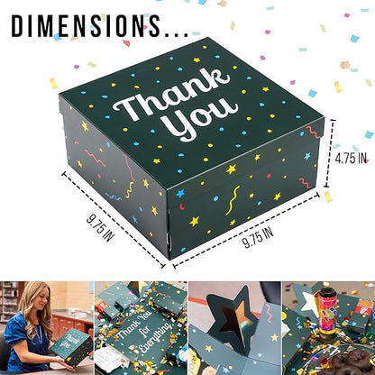 Explosion Gift Box with Treats – Premium Surprise Snack Box with Donuts, Cookies, Chips & More – Blank Design for Any Occasion – Party, Celebration, or Just Because Gift (Thank You)