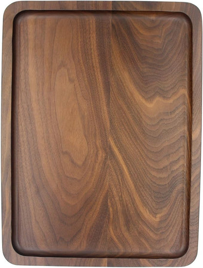 Bamber Wood Serving Tray Wooden Decorative Coffee Tea Platter Black Walnut 15.3 x 11.4 Inches