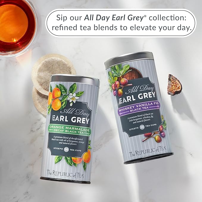 The Republic of Tea – All Day Earl Grey Lemon Biscuit Black Tea, Naturally Caffeinated, 36 Tea Bags