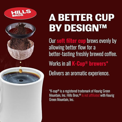 Hills Bros Single Serve Coffee Pods,Gourmet, Medium Roast, 12 Count-Keurig Compatible, Roasted Arabica Coffee, Smooth, Balanced Coffee, Subtle Chocolate Flavor