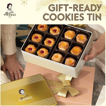 Matilde Vicenzi Millefoglie D'Italia Cookie Tin - Imported Assortment of Italian Butter Cookies & Crispy Tea/Coffee Pastries, Kosher Dairy - Gift Box for Thanksgiving, Holiday Gifting - 13.76oz (390g)