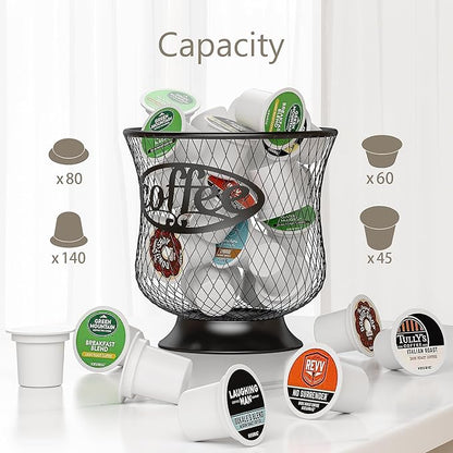 Coffee Pod Holder, Large K Cup Organizer, Large Capacity K Cup Storage for Keuring Espresso Capsule Coffee Creamer, Easy to Refill and Organize for Cafe Bar, Coffee Bar Decor