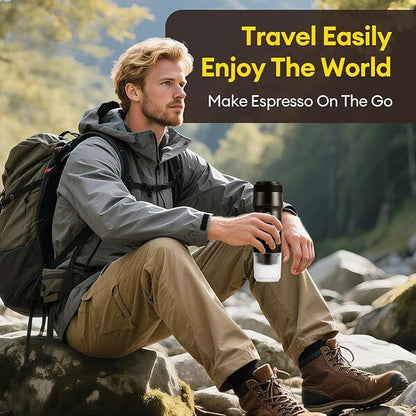 3 In 1 Portable Coffee Maker for Travel, 20 Bar Portable Espresso Machine with USB,Travel Coffee Maker Self-Heating, Compatible with Ground Coffee & Capsule for Hiking,Office,RV（Upgrade）