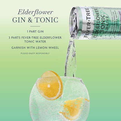 Fever-Tree Elderflower Tonic Water - Premium Quality Mixer - Refreshing Beverage for Cocktails & Mocktails. Naturally Sourced Ingredients, No Artificial Sweeteners or Colors - 5.1 Fl Oz Cans - Pack of 8