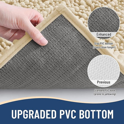 Arotive Luxury Chenille Bathroom Rug Mat, Extra Soft Thick Absorbent Shaggy Bath Rugs, Non-Slip Machine Wash Dry, Plush Bath Mats for Bathroom, Shower and Tub, 30x20, Cream Beige