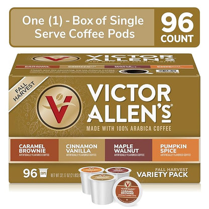 Victor Allen's Coffee Fall Harvest Variety Pack, Medium Roast, 96 Count, Single Serve Coffee Pods for Keurig K-Cup Brewers