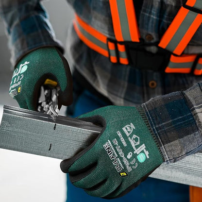 DULFINE ANSI A4 Cut Resistant Work Gloves for Men,6 Pairs Pack.Touchscreen Micro Nitrile Coated,Anti-Slip & Durable for Construction, Wood Cutting,Glass Factory Industrial Use(Large)