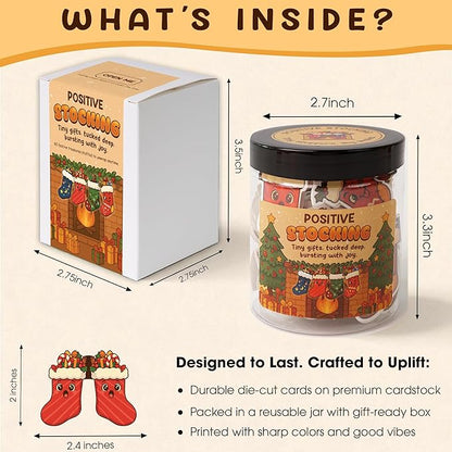 Positive Stocking Jar – 60 Funny Emotional Support Jar- Christmas Gifts for Teens, Women, Men, Coworkers, Teachers, Sisters, Friends – Christmas Stocking Stuffer for Teen Girls, Boys, Women