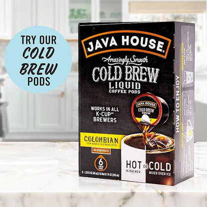 Java House Cold Brew Coffee, 6 Pack of 8oz Bottles, Ready to Drink Instant Cold & Iced Coffee (Vanilla Latte)