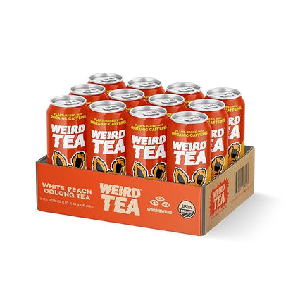 Drink Weird Organic White Peach Oolong Tea – 16oz Cans, 160mg Organic Caffeine, Pack of 12 – A Refreshing Energy Drink Alternative