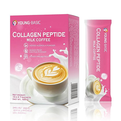 Premium Instant Collagen Peptide Infused Milk Coffee - Rich Creamy Taste, 30-Second Preparation, Aids Collagen Intake