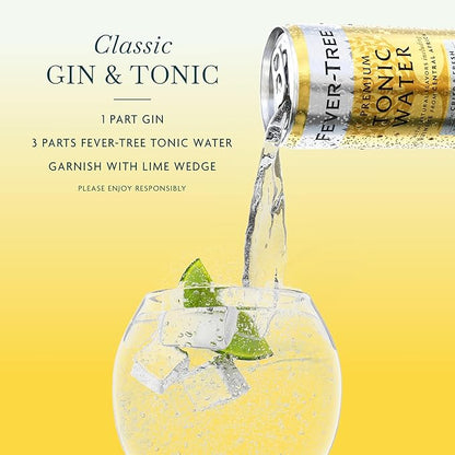 Fever-Tree Tonic Water - Premium Mixer - Refreshing Beverage for Cocktails & Mocktails. Naturally Sourced Ingredients, No Artificial Sweeteners or Colors - 5.1 Fl Oz Cans - Pack of 8