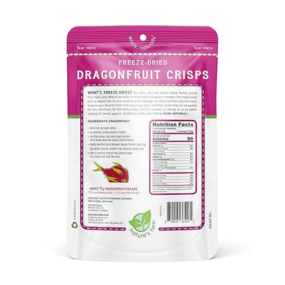 Nature’s Turn Freeze-Dried Dragon Fruit Crisps – Healthy, Gluten-Free, Crispy & Delicious, Plant-Based Snack, Ideal for Cereal, Smoothies, School Lunches, & On-the-Go, Bags of 12 (0.53 oz Each)