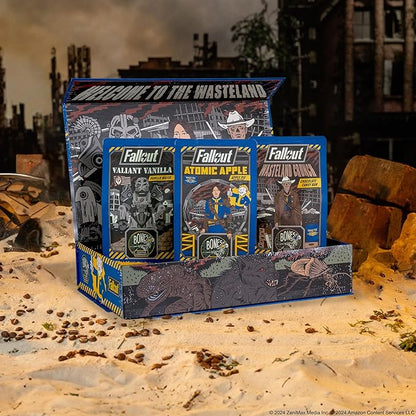 Bones Coffee Company Fallout Collector's Box Flavored Coffee, Low Acid Medium Roast Arabica Beans Coffee Gifts, Fallout Series Inspired, For Auto Drip and French Press,12 oz Pack of 3 Ground