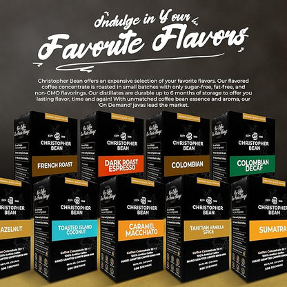 Christopher Bean Coffee - 396 servings, 30 to 1 Blend Bag in Box Liquid Instant Coffee or Cold Brew Coffee Concentrate - Hot or Iced Coffee - Caramel Macchiato