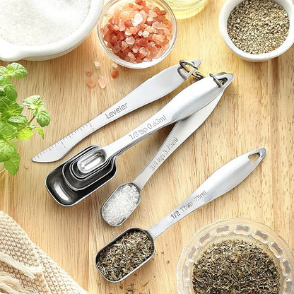Spring Chef Stainless Steel Measuring Spoons Set of 13 with Leveler, Metal Teaspoon & Tablespoon Measuring Spoons for Cooking & Baking, Fits in Spice Jars, Kitchen Gadgets for Dry & Liquid Ingredients