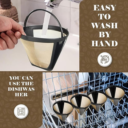 Reusable Filter for Cuisinart Coffee Tone Basket GTF 10 12 14 Cup - Eco Friendly Coffee Filters Reusable - No.4 Cone Style Replacement Permanent Coffee Filter for Cuisinart Machines and Brewers