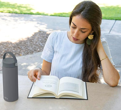 MIRA 18 oz Tea Infuser Thermos - Stainless Steel Travel Bottle with Removable Strainer for Loose Leaf Tea - Insulated Hot & Cold Brew Steeper - Smoke Gray