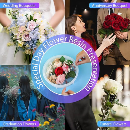 KISREL Large Round Resin Molds, Epoxy Resin Deep Round Casting Mold,Large Silicone Molds for Flower Preservation, Deep Pour Mold for Furniture Decoration, DIY Wedding Bouquets, Valentine's Day Gifts