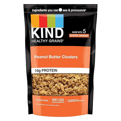 KIND Healthy Grains Granola, Peanut Butter Clusters, Healthy Snacks, Gluten Free, 100% Whole Grains, 10g Protein, 11oz, 1 Count