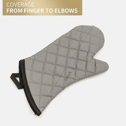 ARCLIBER Oven Mitts 1 Pair of Terry Cloth Lining - Heat Resistant Kitchen Gloves,Flame Oven Mitt Set,15 Inch