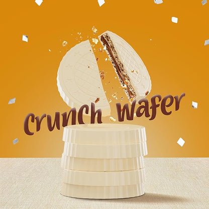 Fiorella Crunch Wafer Cookies, White Chocolate Covered Crispy Thin Crunch Wafers with Hazelnut Cream Filling, Chocolate Biscuits, 18 Individually Wrapped Snacks, Pack of 1
