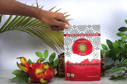 Ancient Roots Dragon Fruit Powder - Natural Food Coloring, Flavoring Powder, Baking Powder, Pitaya Powder for Smoothie, Filled with Antioxidants, 25 Servings (3.5 ounces)