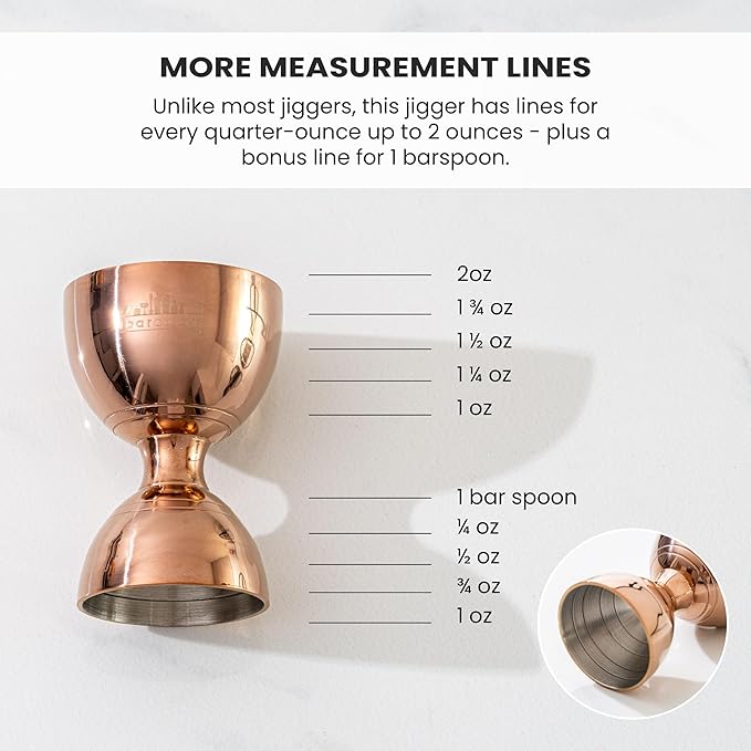 A Bar Above Premium Bell Jigger, With 10 Measurements Inside, Professional and Heavy Duty, 304 Stainless Steel Cocktail Double Jigger for Bartending, 2 Pack, Gold