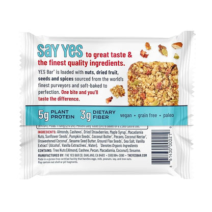 The YES Bar – Strawberry Coconut – Plant Based Protein, Decadent Snack Bar – Vegan, Paleo, Gluten Free, Dairy Free, Low Sugar, Healthy Snack, Breakfast, Low Carb, Keto Friendly (24 Count)