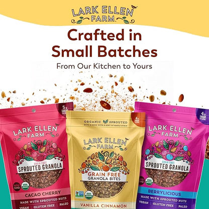 Lark Ellen Farm Vanilla Cinnamon Granola Clusters, Gluten Free, Vegan, Certified Organic, Low Sugar Healthy Snack for Cereal, Yogurt, or With Honey 8 oz - 3 Pack