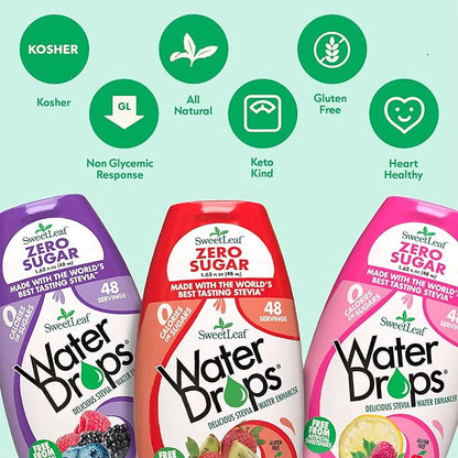 SweetLeaf Water Flavoring Drops - Stevia Water Enhancer, Sugar Free, Zero Calorie Water Additive, Contains Monk Fruit Extract, Gluten Free, Keto Friendly - Tropical Punch, 1.62 Fl Oz (Pack of 3)