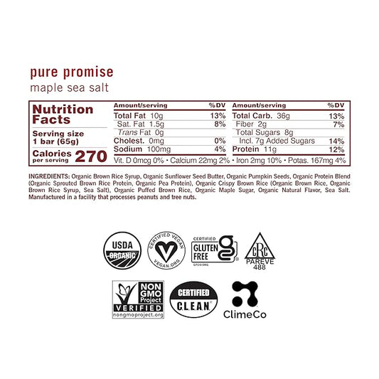 GoMacro MacroBar Organic Vegan Protein Bars - Maple Sea Salt (2.3 Ounce Bars, 12 Count)