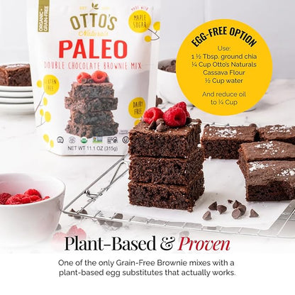 Otto's Naturals Grain-Free Paleo Double Chocolate Brownie Mix, 11.1 Oz., Top 9 Allergen-Free, Versatile for Baked Treats, Made with Organic Cassava Flour, Gluten Free, Non-GMO, Vegan, Plant-Based