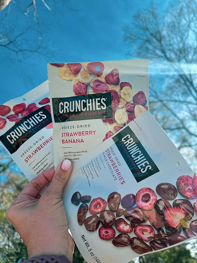 Crunchies Freeze-Dried Fruits, 100% All Natural Crispy Fruit, Non GMO and Kosher, Resealable Freeze Dried Fruit Snack Packs, Pack of 6 (Strawberry Lovers Variety Pack)