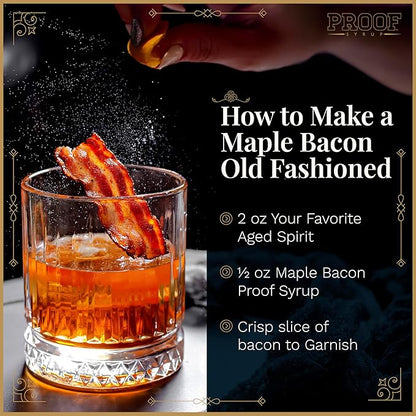 Proof Syrup - Old Fashioned Cocktail Mix - Made with Real Bitters & Cane Sugar - Maple Bacon - Fast, Easy, Delicious, Handcrafted Cocktail Syrup - 4oz