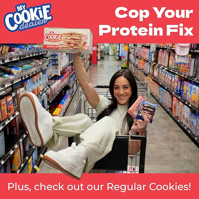 My Cookie Dealer Protein Cookies, Strawberry Toaster (12-Pack, 3.8oz Each) - 25g of Protein per Cookie - Individually Wrapped Workout Snacks for On-The-Go Travel