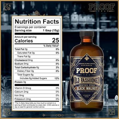 Proof Syrup - Old Fashioned Cocktail Mix - Made with Real Bitters & Cane Sugar - Black Walnut - Fast, Easy, Delicious, Handcrafted Cocktail Syrup - 4oz