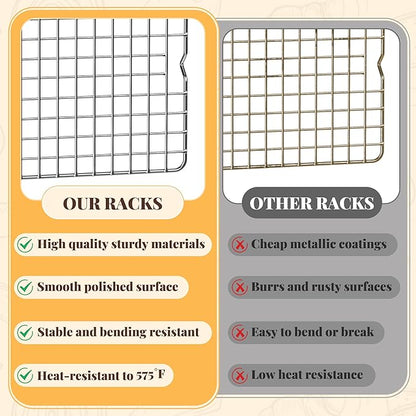 Cooling Racks for Cooking and Baking - 2 PCS 11.65" x 16.85" Grid Wire Baking Rack for Oven Cooking, Baking, Grilling, Roasting -Dishwasher Safe Bacon Rack- Fits Half Sheet Cookie Pan