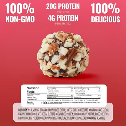 The GFB Chocolate Cherry Almond Protein Bites - Gluten Free, Plant Based, Non GMO, Sustainably Made – Ridiculously Tasty, Healthy, Vegan, Protein Energy Balls, 4 oz (6 Count)