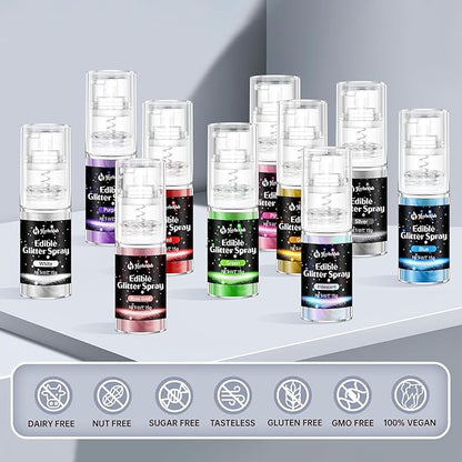 Iridescent Edible Glitter Spray - 15g Herbeklab Edible Iridescent Glitter for Cakes Food Grade Rainbow Cake Spray for Chocolate Strawberry Cookie