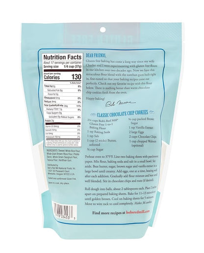 Bob's Red Mill Gluten Free 1 to 1 Baking Flour, 22oz (Pack of 4) - Non GMO, Vegan, Kosher