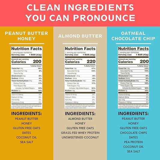 KiZE Energy Bars - Best Sellers Variety Pack - 20-Count -Gluten Free, Dairy Free Options, Non-GMO, and High Protein Meal Replacement Energy Bars, Clean and Simple Food Ingredients - 7-10g High Protein Snacks (20 Count)