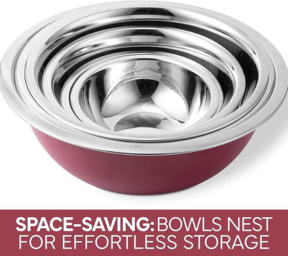 COOK WITH COLOR Stainless Steel Mixing Bowls Set - Nesting Bowls, 6 Pieces, Rose