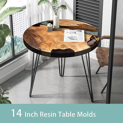 Extra Large Resin Table Mold 14 Inch Round Silicone Epoxy Resin Molds for River Table, DIY Crafts,Cutting Board, Desktop Decoration