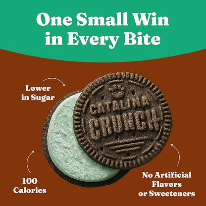 Catalina Crunch Protein Cookies, 4g Protein per Serving | Low-Sugar Sandwich Cookies | Gluten Free, Vegan | Keto Dessert Snacks - Chocolate Mint, 5.9 oz. (14 Count)