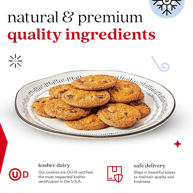 David's Cookies Winter Wonderland Thin and Crispy Cookies Tin – Gourmet Crunchy Cookies in Festive Sweet Sampler – Holiday Dessert Gift for Friends Family, Christmas Treats and Seasonal Celebrations