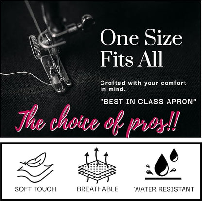 Pomp 2 Pack Premium Bib Aprons | Adjustable Neck + 2 Pockets | Water + Oil Resistance | Men & Women's Kitchen Cooking Aprons
