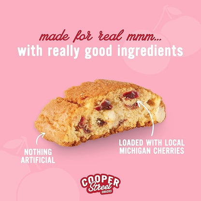 Cooper Street Twice-Baked Cherry White Chip Biscotti Cookies (16 oz Pack of 2) – Over 50 Biscotti Cookies per Bag Loaded with Real Fruit, Traditional Italian Style Snacks - Dairy, Peanut & Soy Free